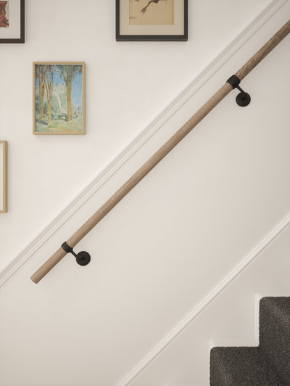Oversley Walnut Straight Flight Handrail 2.4m with Kineton Matt Black brackets