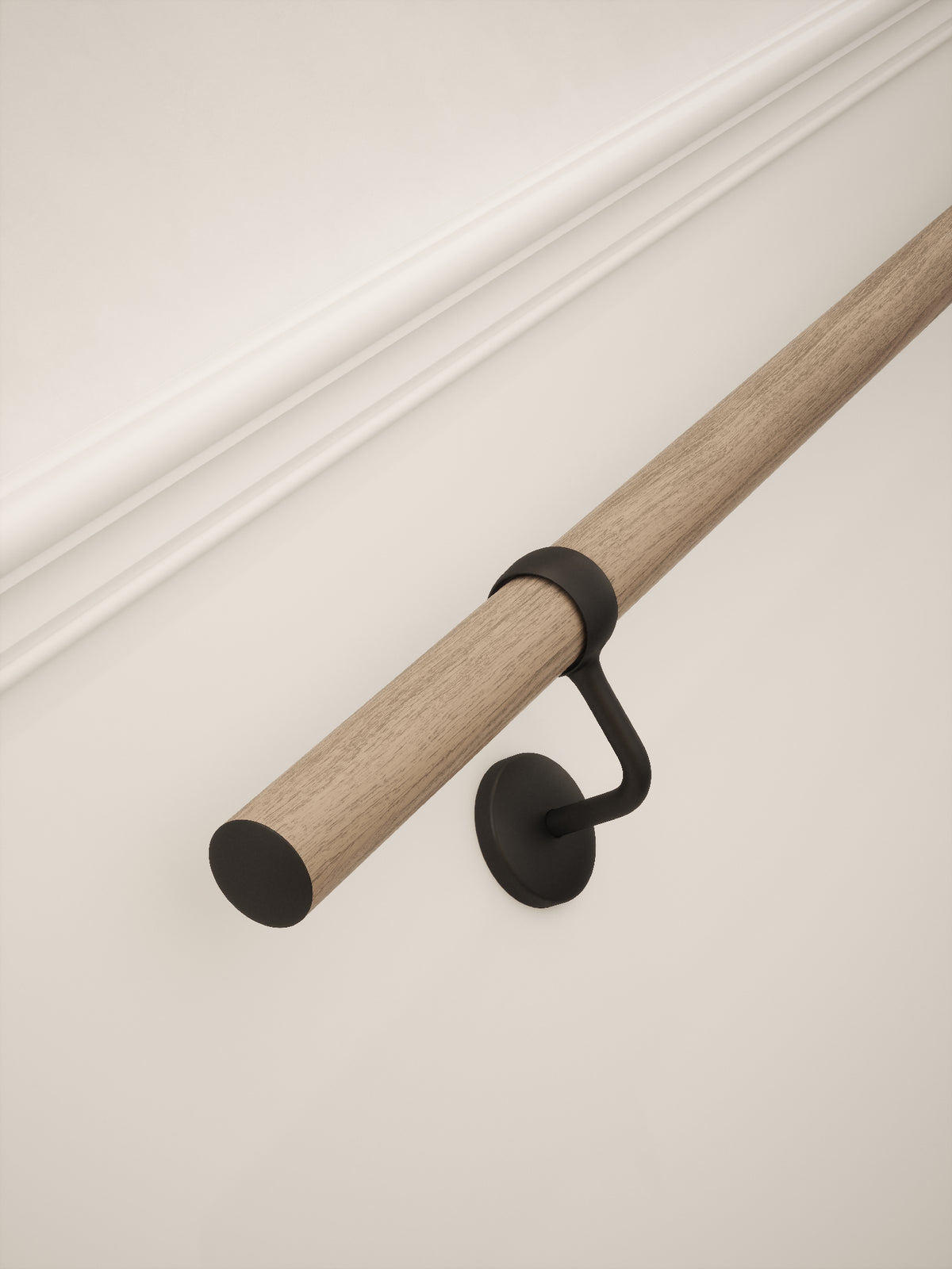 Oversley Walnut Straight Flight Handrail 2.4m with Kineton Matt Black brackets