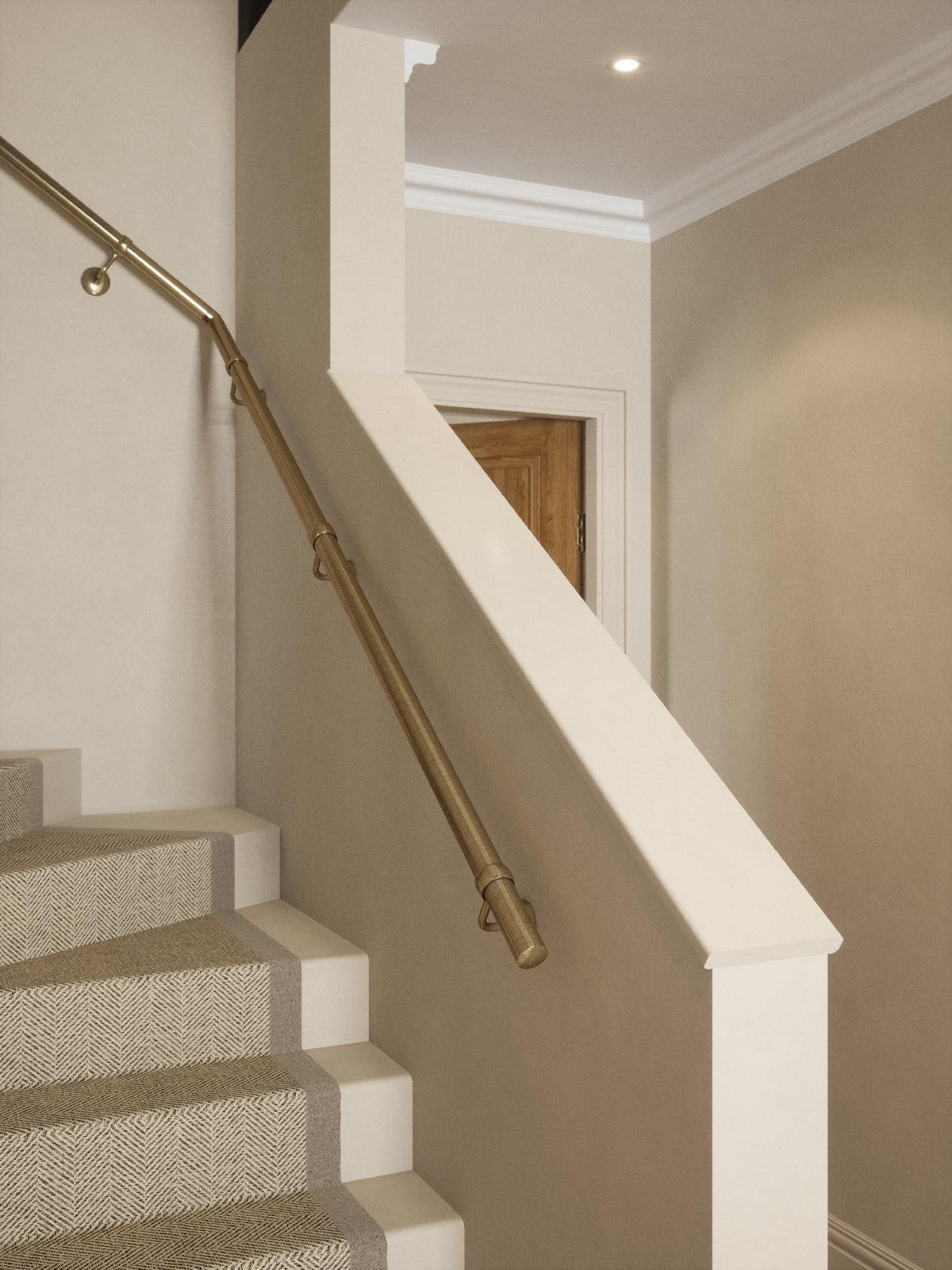 Loxley Antique Brass single winder handrail with brackets and end cap