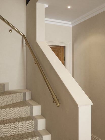 Loxley Antique Brass single winder handrail with brackets and end cap