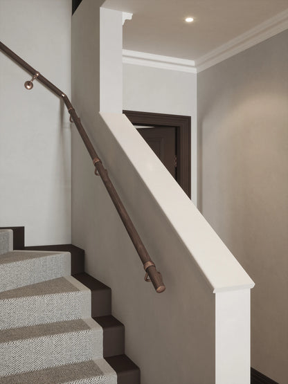 Wroxall Ebony Single Winder Handrail with Sambourne Antique Copper brackets