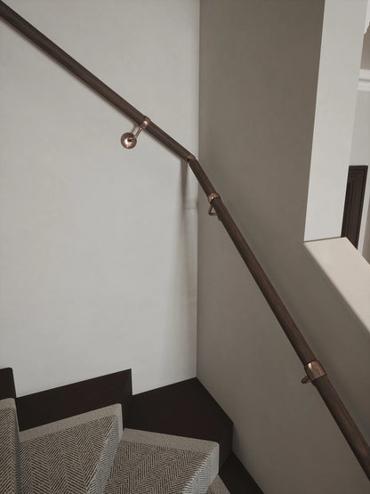 Wroxall Ebony Single Winder Handrail with Sambourne Antique Copper brackets