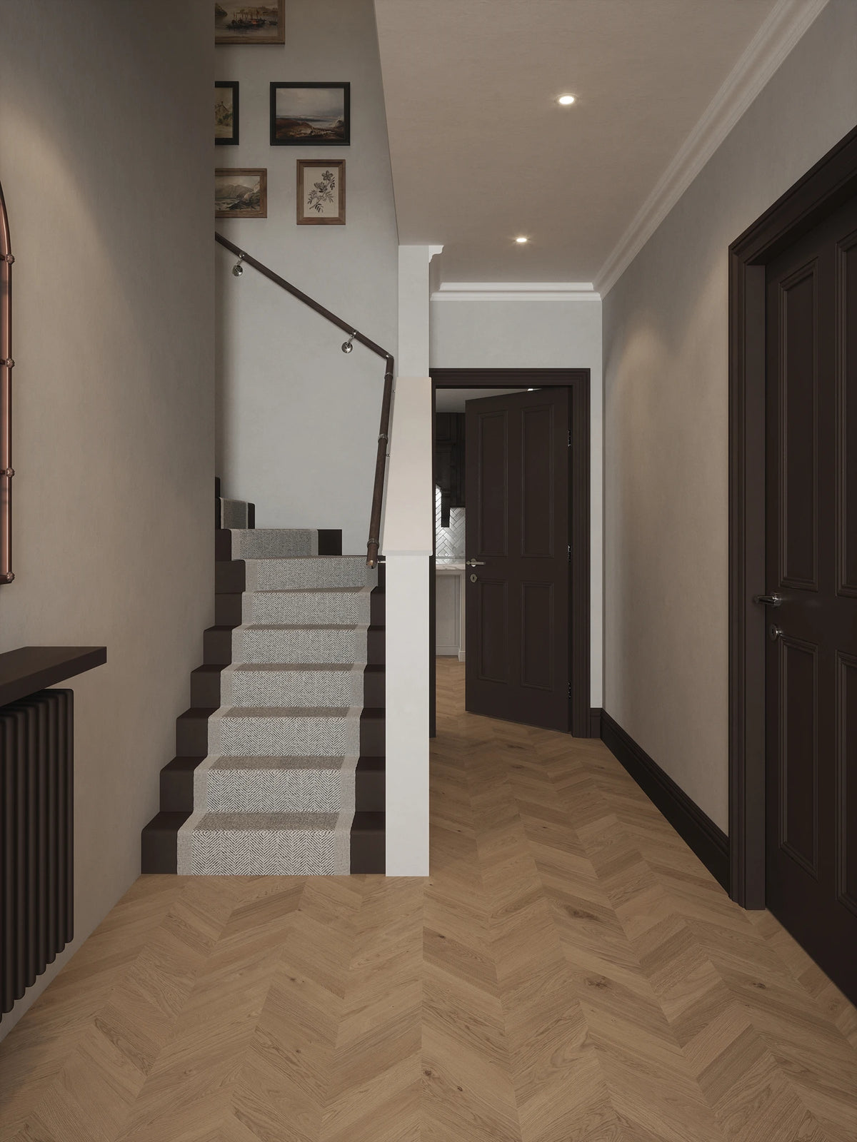 Wroxall Ebony Single Winder Handrail with Radway Chrome brackets