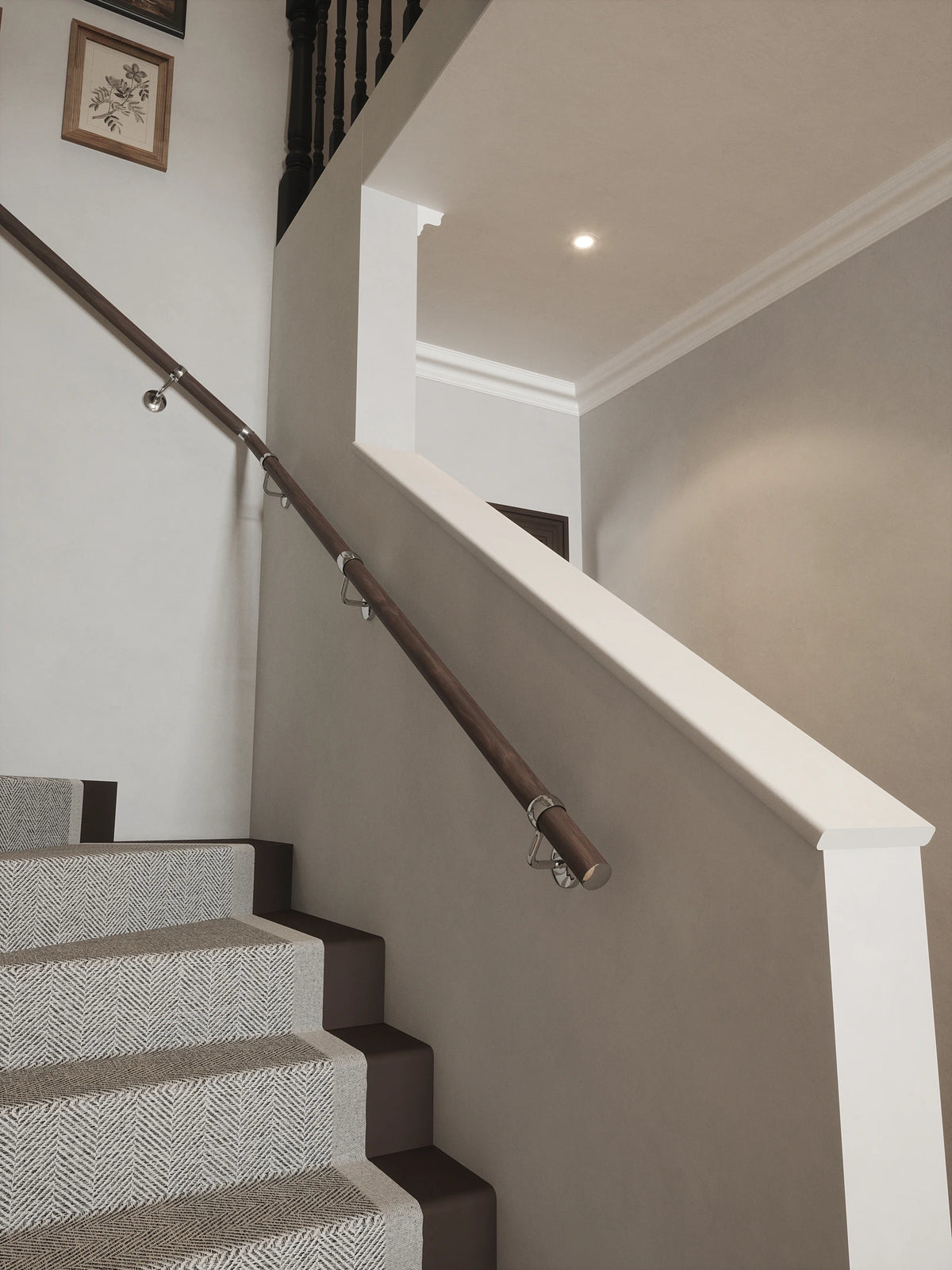 Wroxall Ebony Single Winder Handrail with Radway Chrome brackets