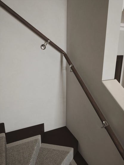Wroxall Ebony Single Winder Handrail with Radway Chrome brackets