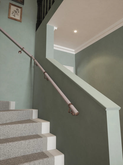 Pattingham Grey Wood Single Winder Handrail with Sambourne Antique Copper brackets