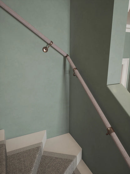 Pattingham Grey Wood Single Winder Handrail with Sambourne Antique Copper brackets