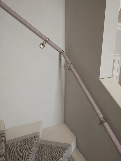 Pattingham Grey Wood Single Winder Handrail with Harbury Brushed Silver brackets