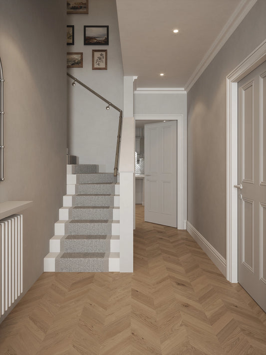 Wappenbury Grey Single Winder Handrail with Harbury Brushed Silver brackets