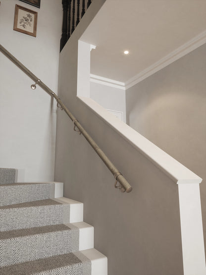 Wappenbury Grey Single Winder Handrail with Harbury Brushed Silver brackets