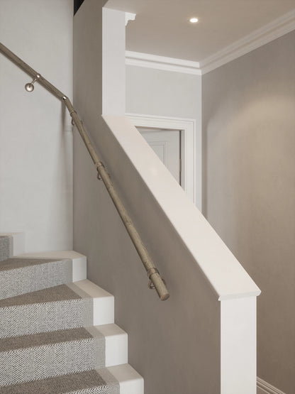 Wappenbury Grey Single Winder Handrail with Harbury Brushed Silver brackets