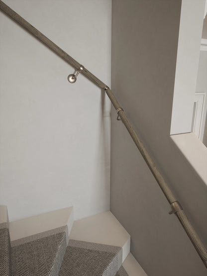 Wappenbury Grey Single Winder Handrail with Harbury Brushed Silver brackets