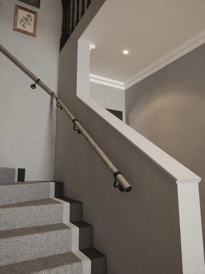 Wappenbury Grey Single Winder Handrail with Kineton Matt Black brackets