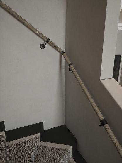 Wappenbury Grey Single Winder Handrail with Kineton Matt Black brackets