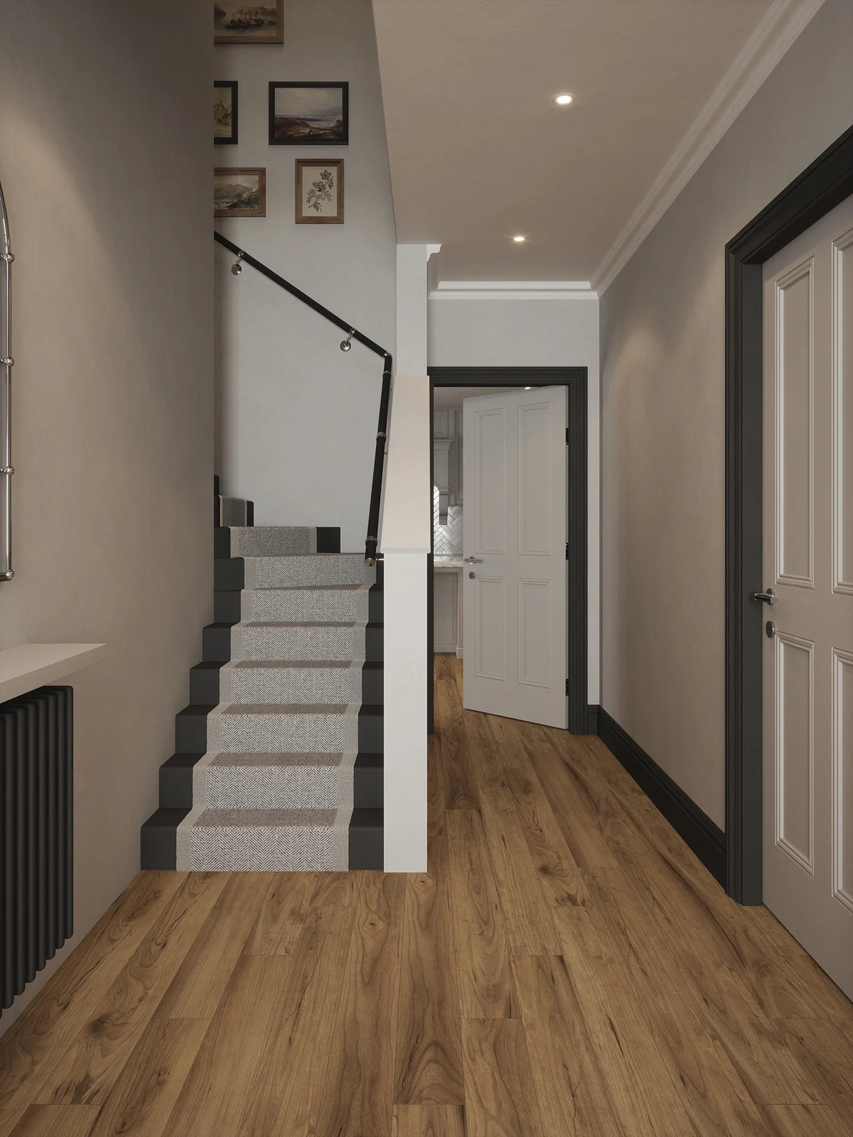 Blakedown Midnight Wood Single Winder Handrail with Radway Chrome brackets