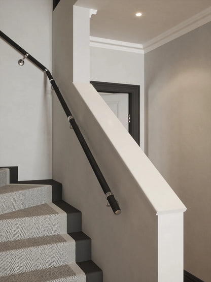 Blakedown Midnight Wood Single Winder Handrail with Radway Chrome brackets