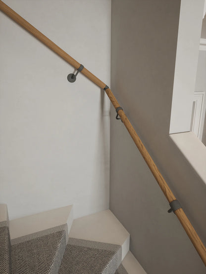 Packwood Light Oak Single Winder Handrail with Luddington Textured Grey brackets