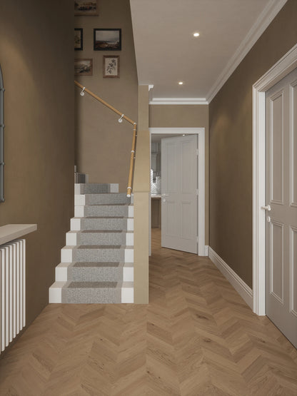 Arden Natural Pine Single Winder Handrail with Edstone Matt White brackets