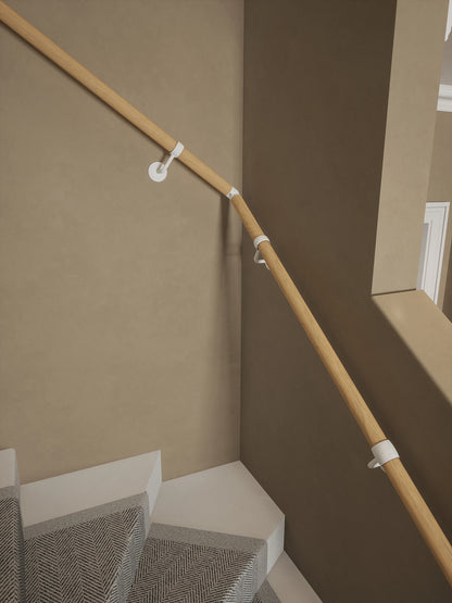 Arden Natural Pine Single Winder Handrail with Edstone Matt White brackets