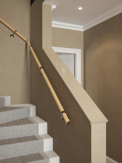 Arden Natural Pine Single Winder Handrail with Radway Chrome brackets