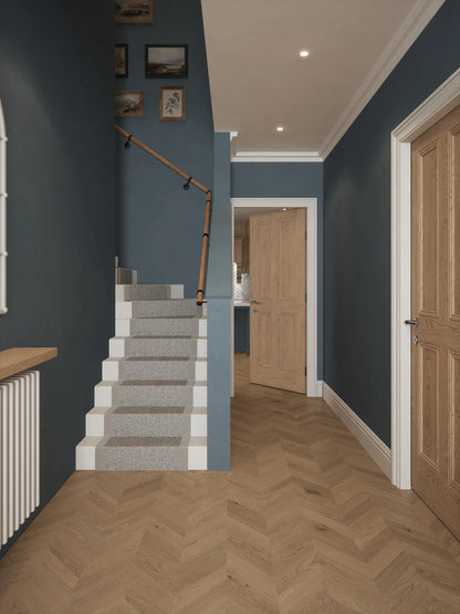 Stoneleigh Red Oak Single Winder Handrail with Kineton Matt Black brackets