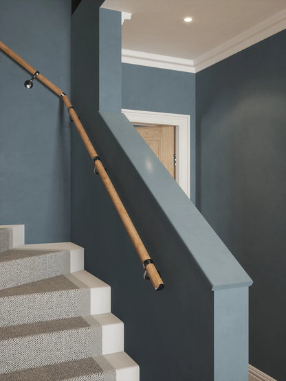 Stoneleigh Red Oak Single Winder Handrail with Radway Chrome brackets