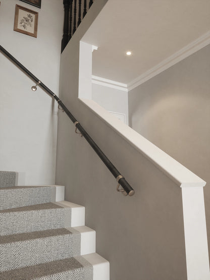 Enville Charcoal Single Winder Handrail with Harbury Brushed Silver brackets