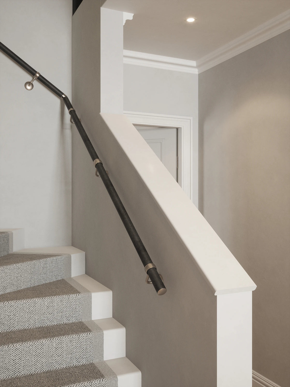 Enville Charcoal Single Winder Handrail with Harbury Brushed Silver brackets