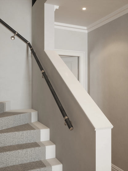 Enville Charcoal Single Winder Handrail with Harbury Brushed Silver brackets