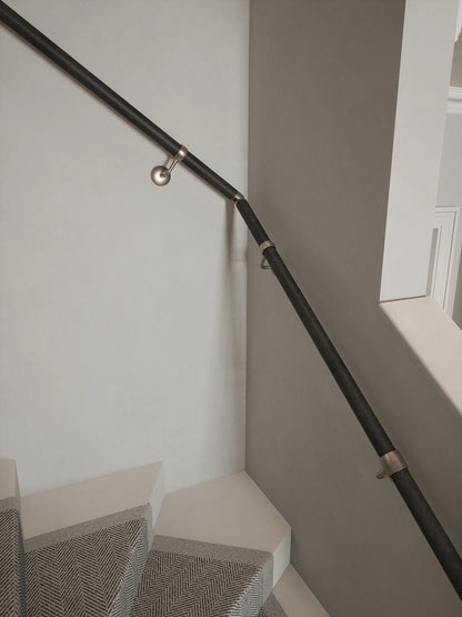 Enville Charcoal Single Winder Handrail with Harbury Brushed Silver brackets