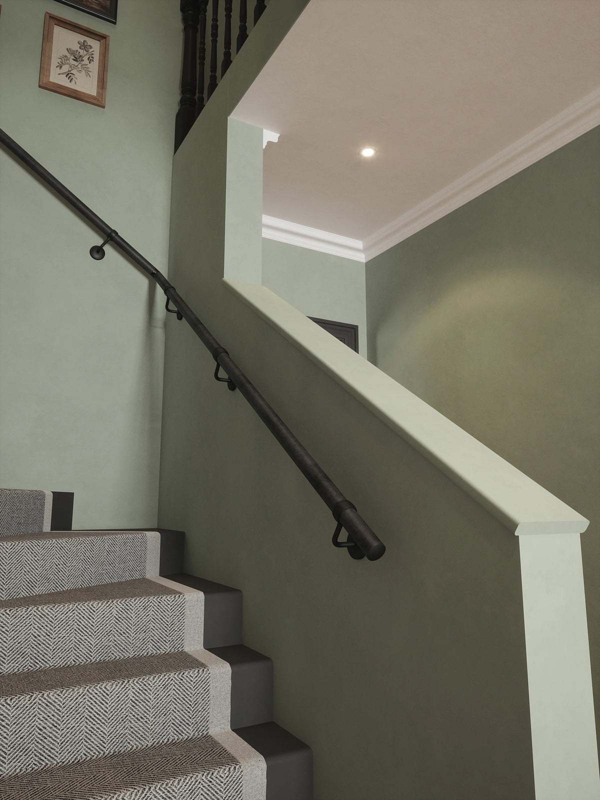 Enville Charcoal Single Winder Handrail with Kineton Matt Black brackets