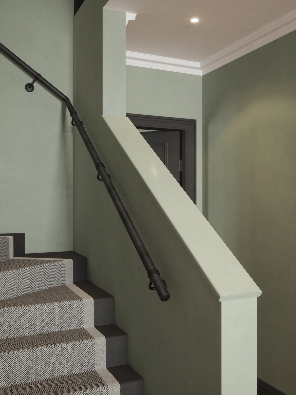Enville Charcoal Single Winder Handrail with Kineton Matt Black brackets