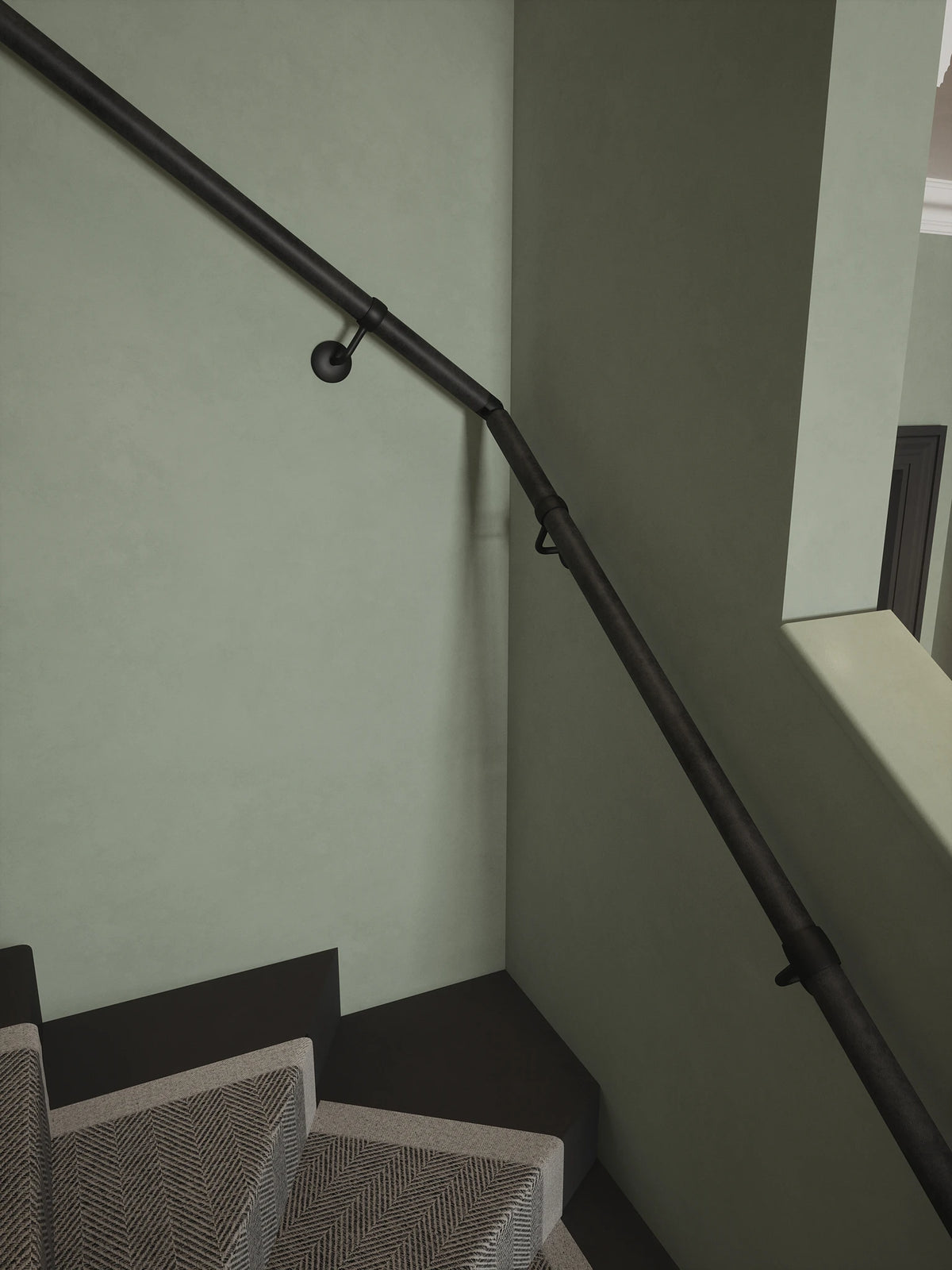 Enville Charcoal Single Winder Handrail with Kineton Matt Black brackets