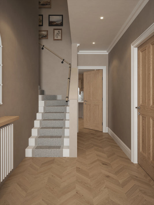 Ryton Teak Single Winder Handrail with Kineton Matt Black brackets