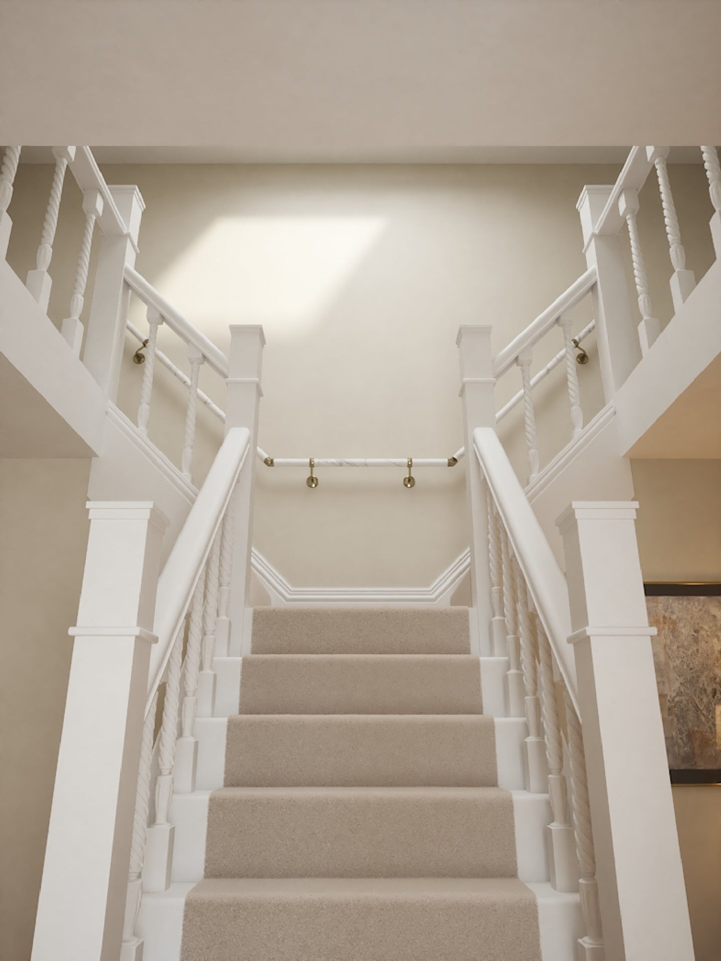 Montford Soft White Marble T Shape Handrail