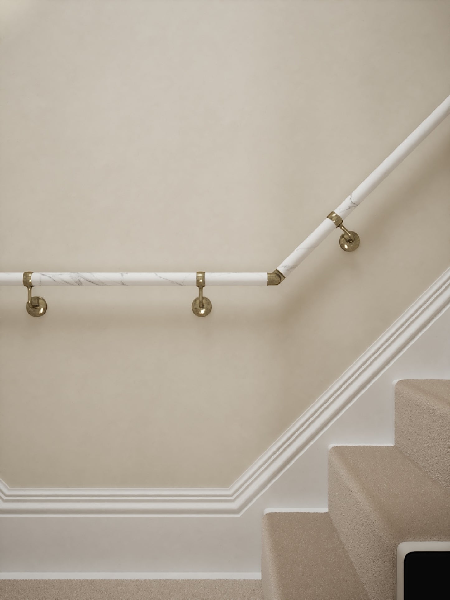Montford Soft White Marble T Shape Handrail