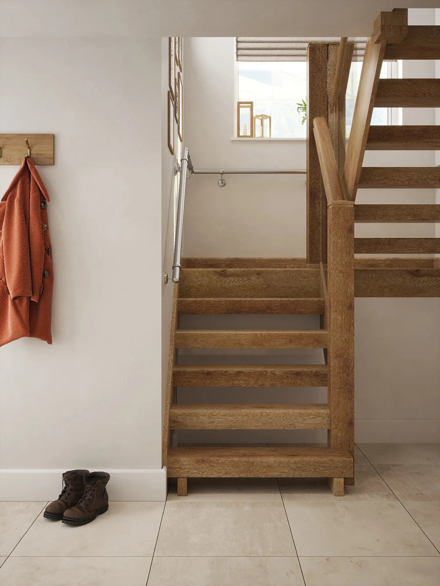 Harbury Brushed Silver Half Turn Handrail | Handrails Direct