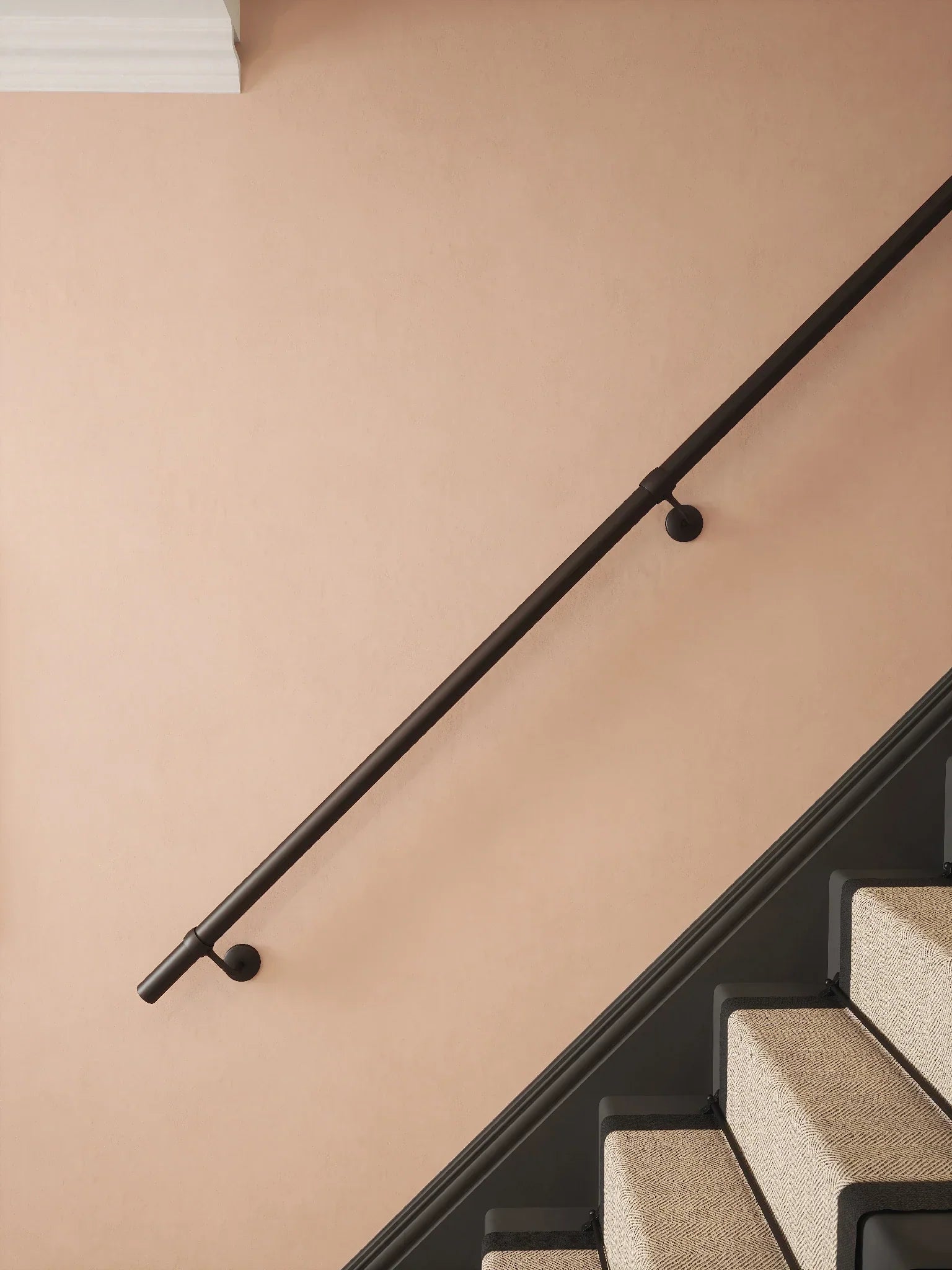 Kineton Matt Black Straight Flight Handrail — Handrails Direct 40mm Handrail Straight Run — by Handrails Direct, Straight Flight