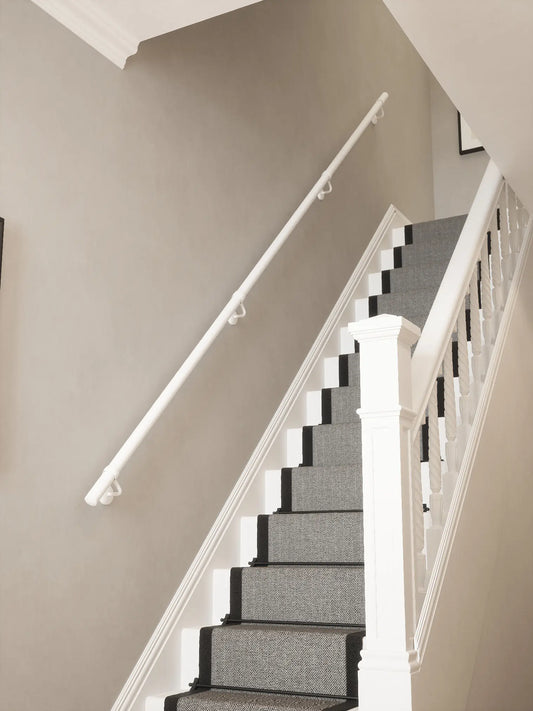 Edstone Matt White Straight Flight Handrail — Handrails Direct 40mm Handrail Straight Run — by Handrails Direct, Straight Flight
