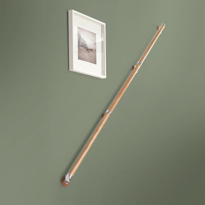 54mm Round 3.6m Solid Oak Handrail Kit - Chrome Fittings or Brushed Nickel Fittings