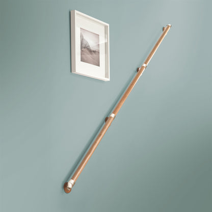 54mm Round 3.6m Solid Oak Handrail Kit - Chrome Fittings or Brushed Nickel Fittings
