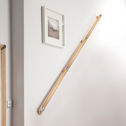 54mm Round Pine Handrail Kit - Chrome or Brushed Nickel Fittings