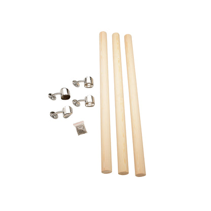 54mm Round Pine Handrail Kit - Chrome or Brushed Nickel Fittings