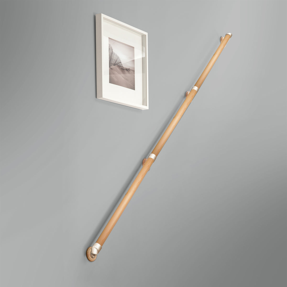 54mm Round Pine Handrail Kit - Chrome or Brushed Nickel Fittings