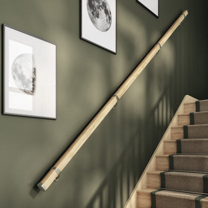 Contemporary 3.6m Pine Handrail Kit - Chrome Fittings