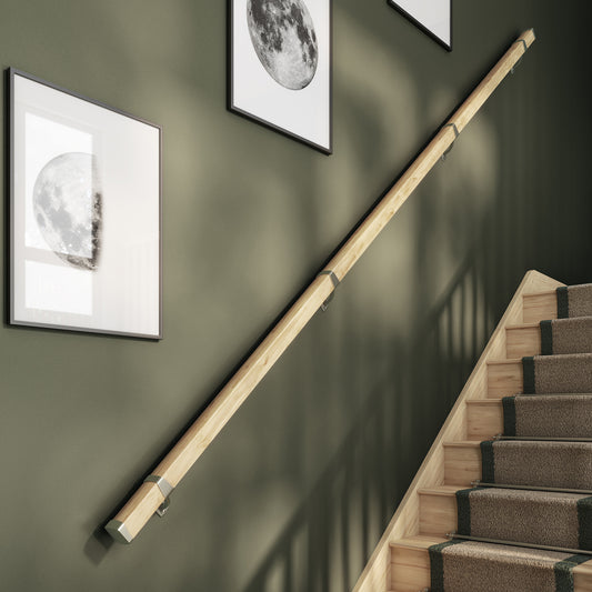 Contemporary 3.6m Pine Handrail Kit - Chrome Fittings