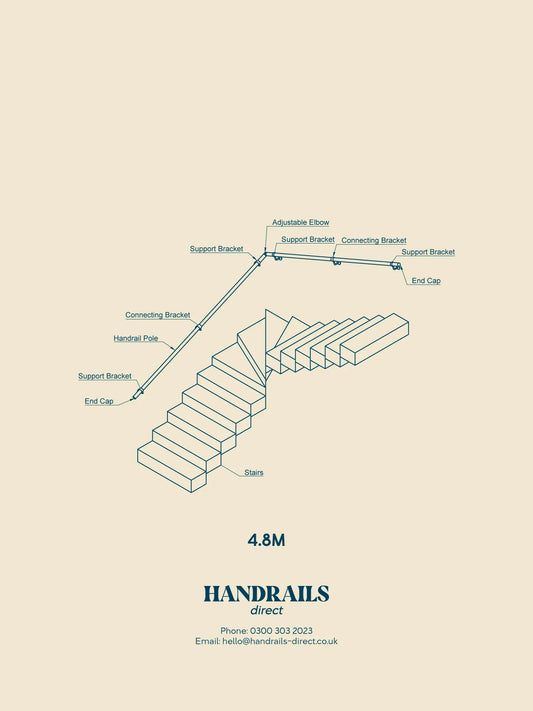 Harbury Brushed Silver Single Winder Handrail