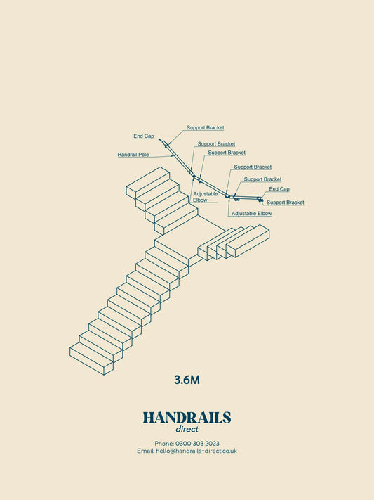 Harbury Brushed Silver T Shape Handrail
